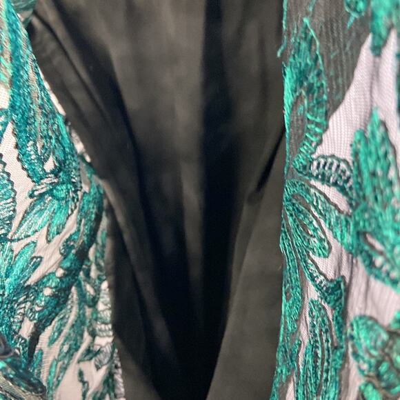 Rachel Roy Women Emerald Green/Black Embroidered Floral Pattern Dress Size 10 - Picture 11 of 12